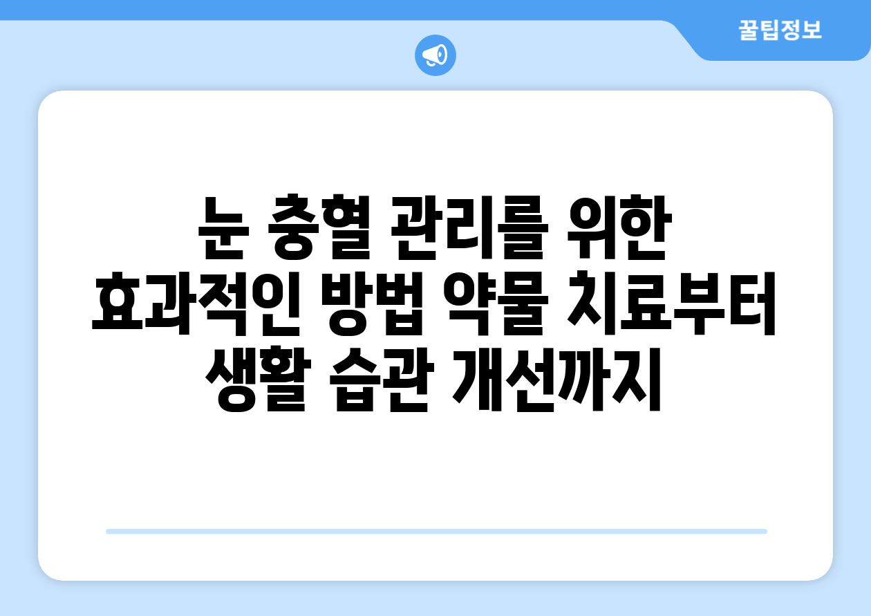 눈 충혈 관리를 위한 효과적인 방법 약물 치료부터 생활 습관 개선까지