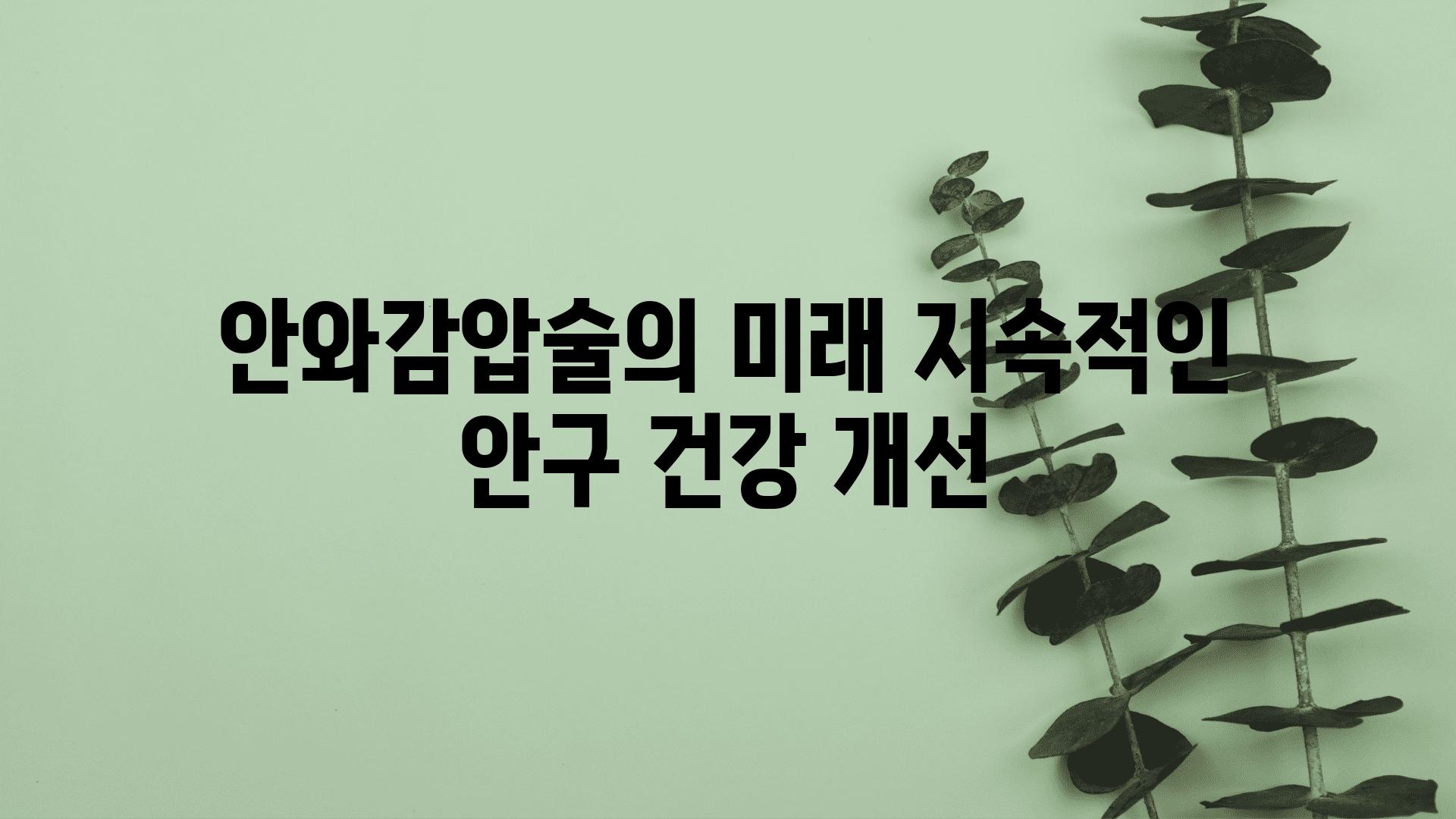 안와감압술의 미래 지속적인 안구 건강 개선