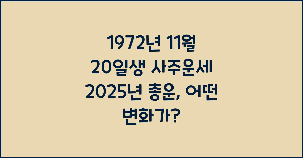 1972년 11월 20일생 사주운세  2025년 총운