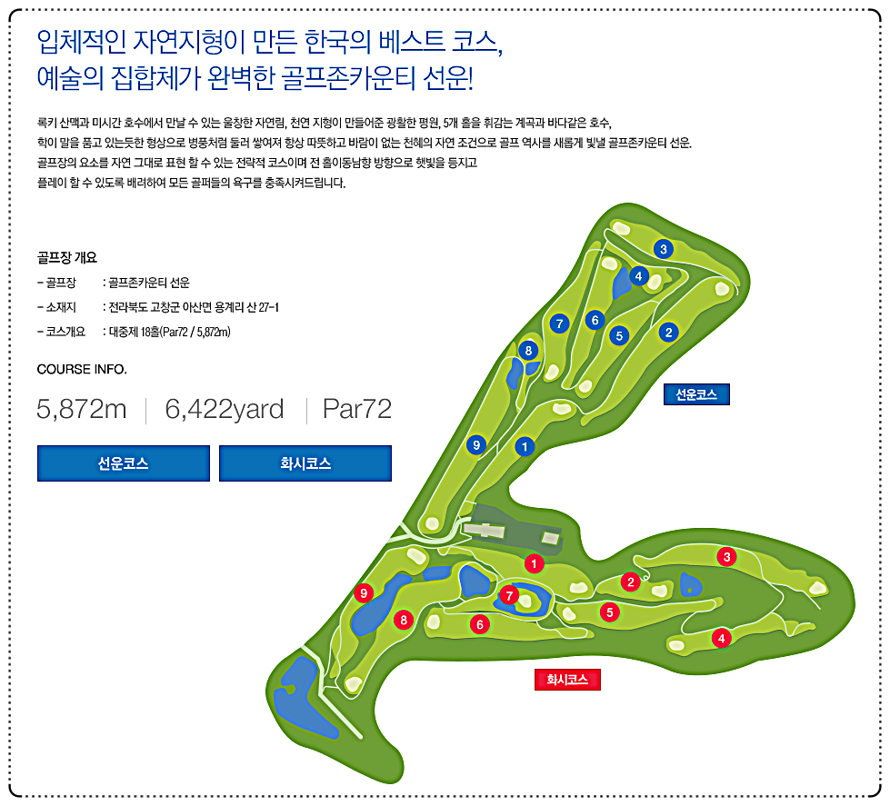 골프존카운티선운CC 골프 코스 조감도