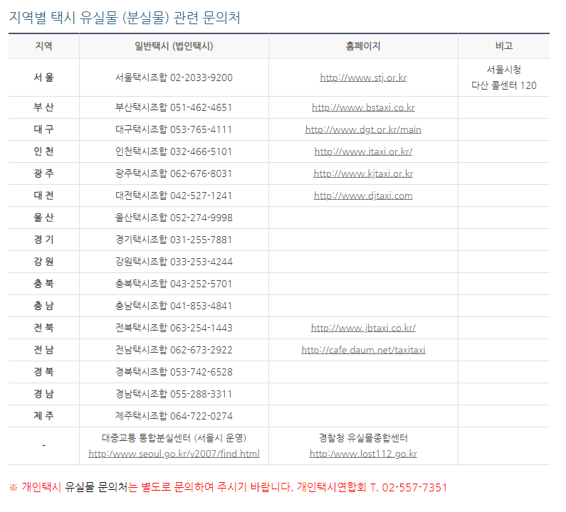 택시-유실물-관련-문의처