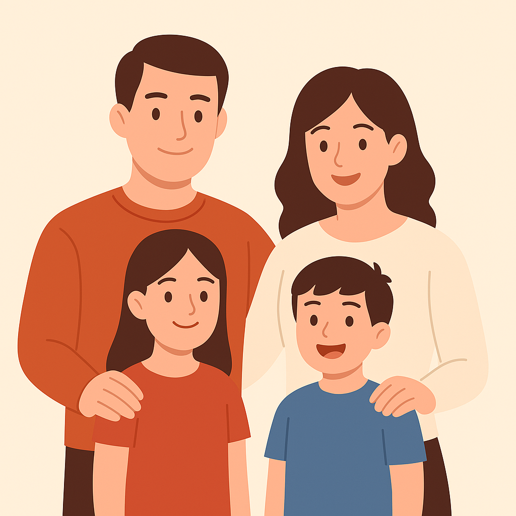 건강보험 피부양자 제도 대상 가족 구성원 일러스트