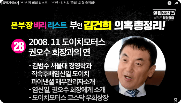 김건희 윤석열 최은순 장모 가족관련 의혹 리스트 