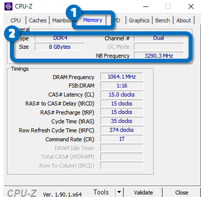 CPU-Z 램 용량 대역폭 확인