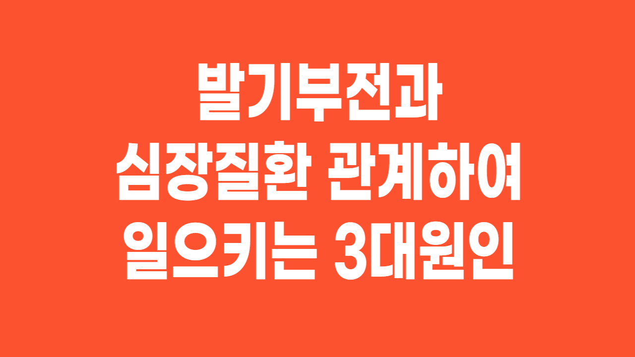 발기부전(erectile dysfunction)과 심장질환 관계하여 일으키는 3대원인