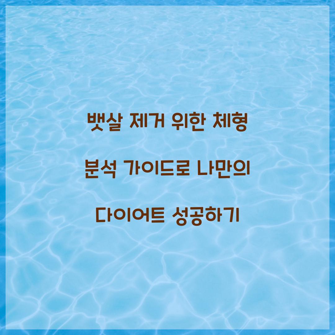뱃살 제거 위한 체형 분석 가이드
