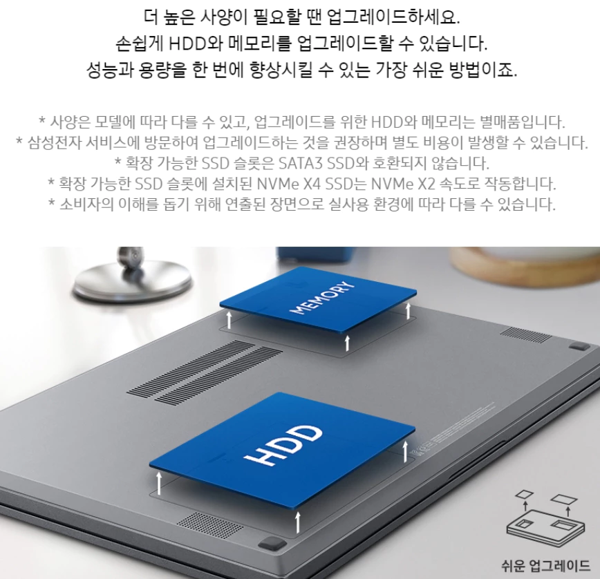 삼성노트북Plus2 NT550XDZ-AD5A 쉬운 업그레이드