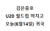  김은중호, 6월 14일 귀국