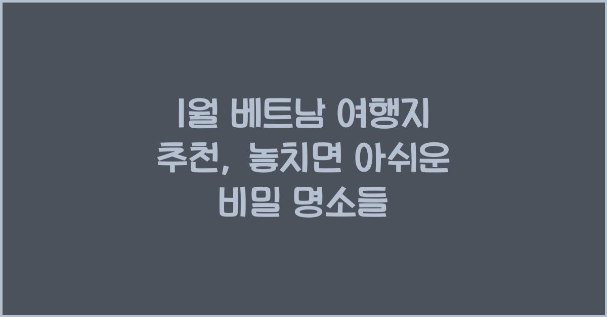 1월 베트남 여행지 추천