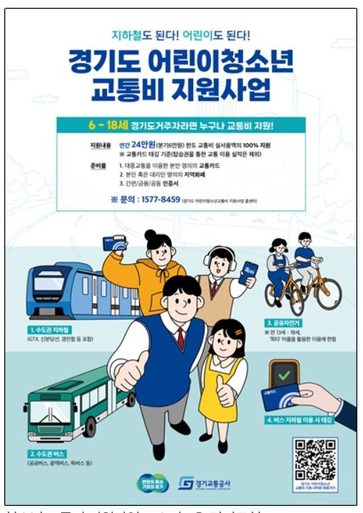 경기도어린이청소년교통비지원 포스터