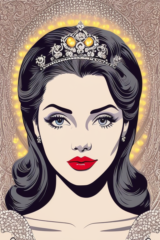 Portrait image of a young princess with Pop Art filter applied