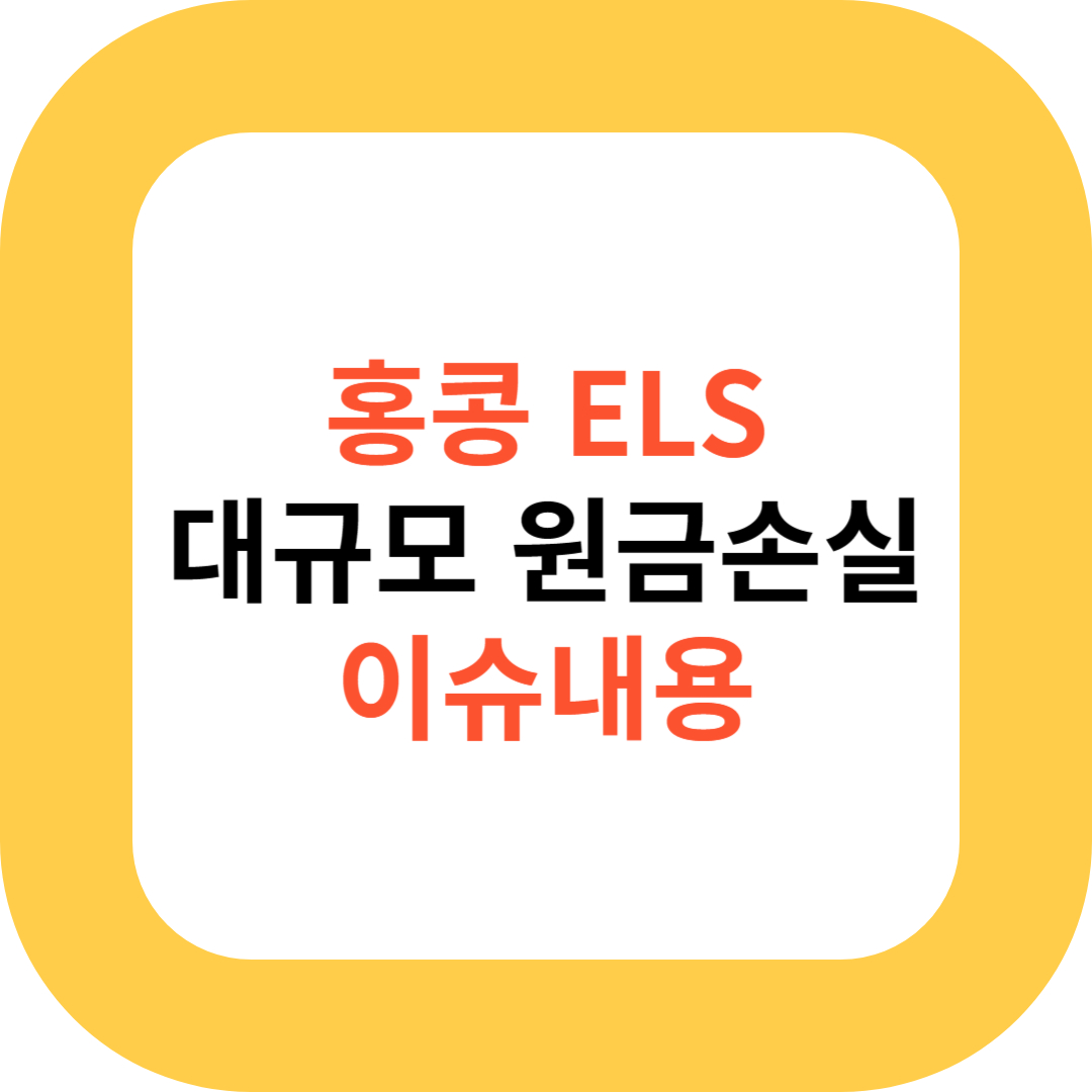 홍콩 ELS 대규모 원금손실 이슈내용