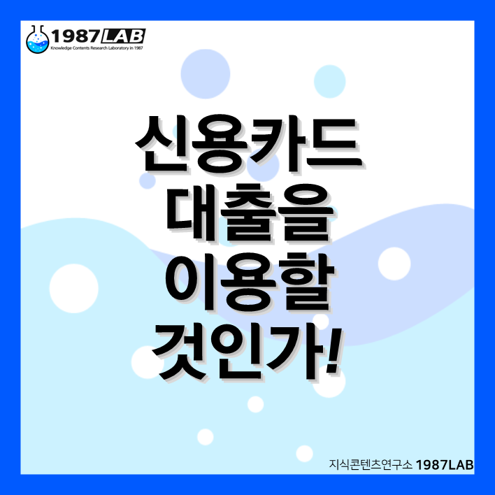 신용카드 대출을 이용할 것인가!