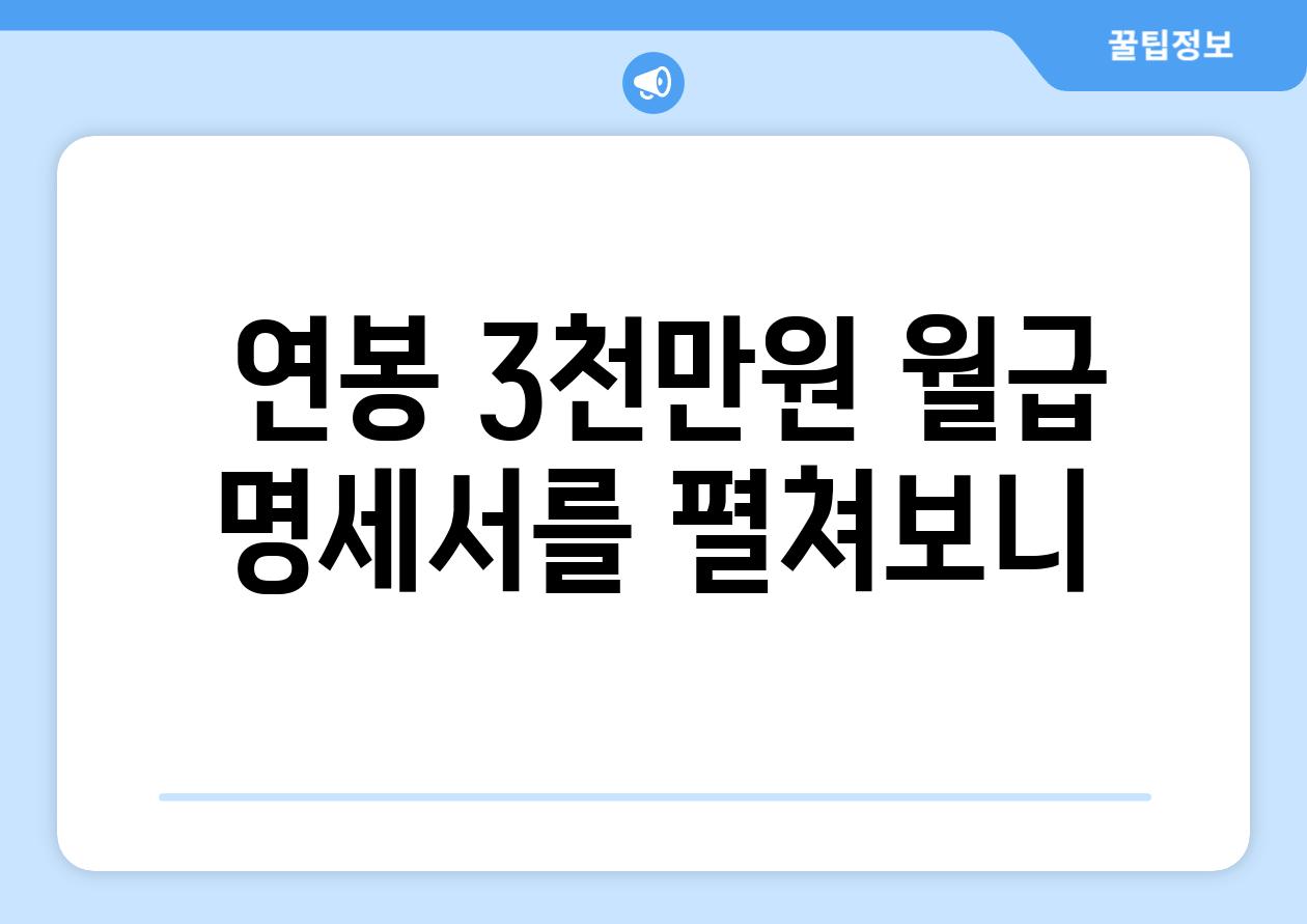  연봉 3천만원 월급 명세서를 펼쳐보니