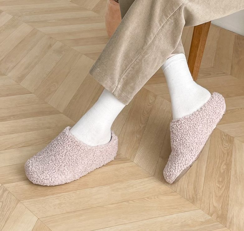  따뜻한 뽀글퍼 웨지 5cm 퍼슬리퍼