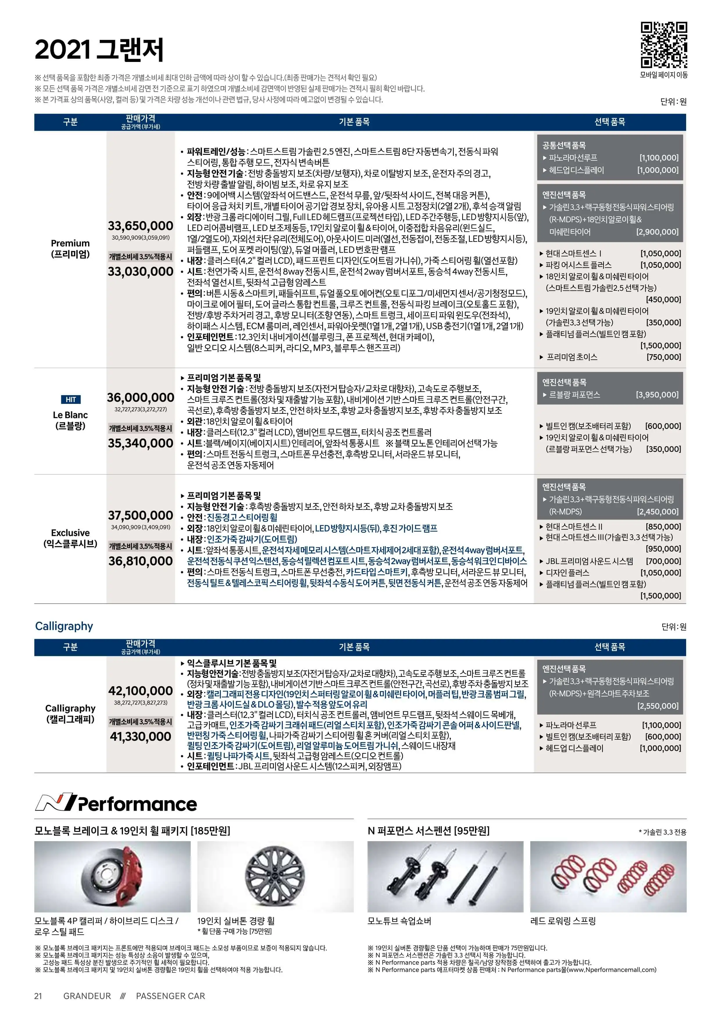 그랜저-일반인-가격표