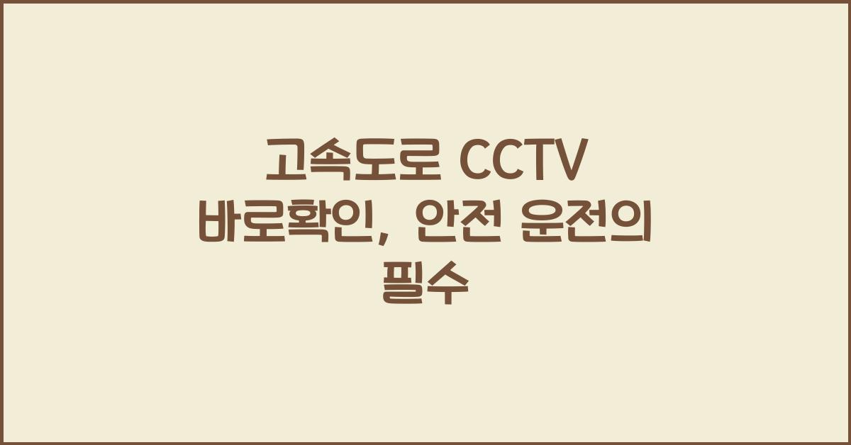 고속도로 cctv 바로확인