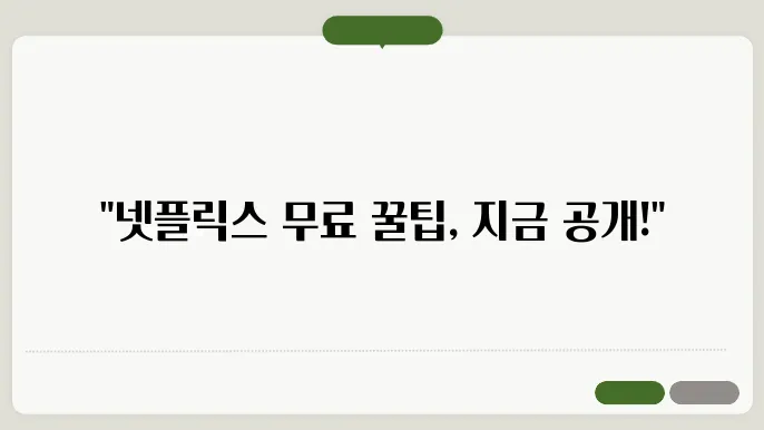 넷플릭스 무료보기 꿀팁