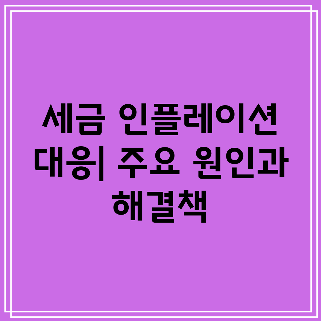 세금 인플레이션 대응 주요 원인과 해결책