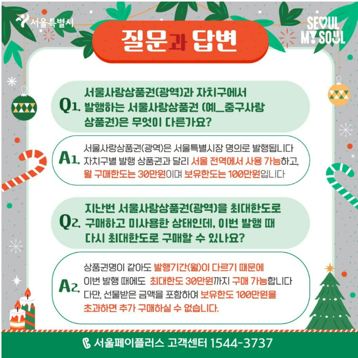 서울사랑상품권 자주하는 질문과 답변