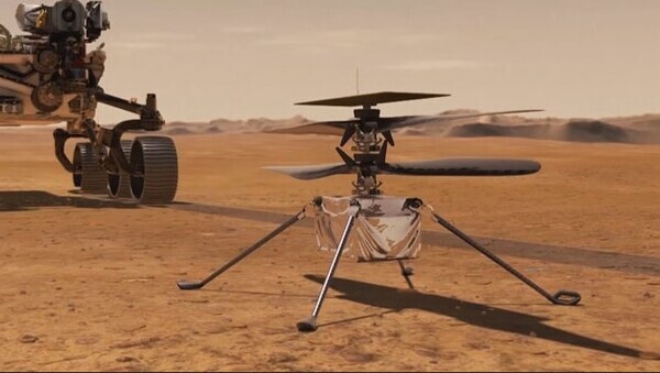 인제뉴어티(Mars Helicopter Ingenuity)는 화성탐사 로버인 퍼서비어런스의 탐사대상을 정해주고&#44; 퍼서비어런스가 이동하기 어려운 절벽이나 협곡 등의 지형을 대신 탐사합니다. 사진=NASA