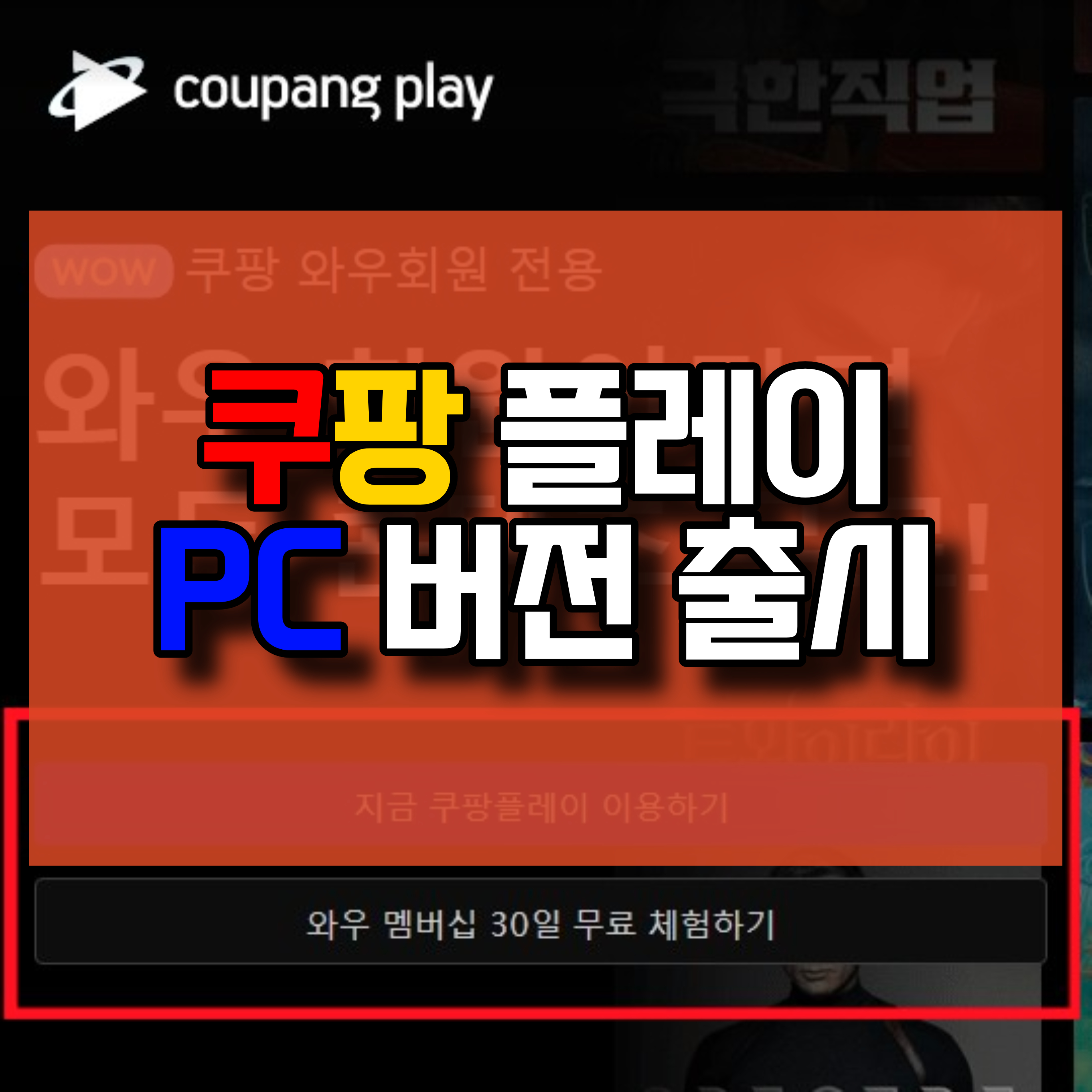 쿠팡 플레이 pc