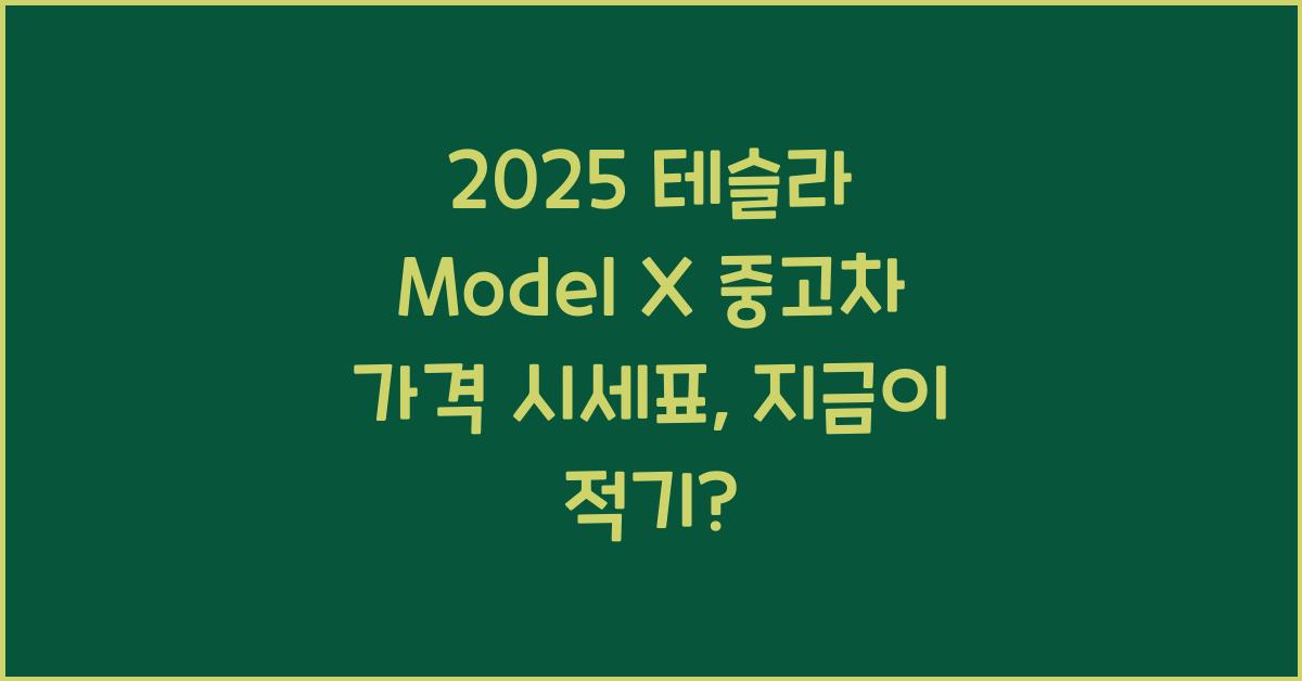 2025 테슬라 Model X 중고차 가격 시세표