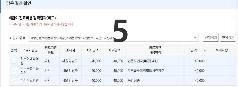 독감 예방 접종 저렴한 의료기관 찾기