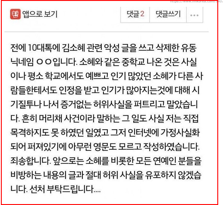 김소혜 학폭 해명하자 열받은 피해자가 추가로 올린 글(+대치동 과거 인스타)