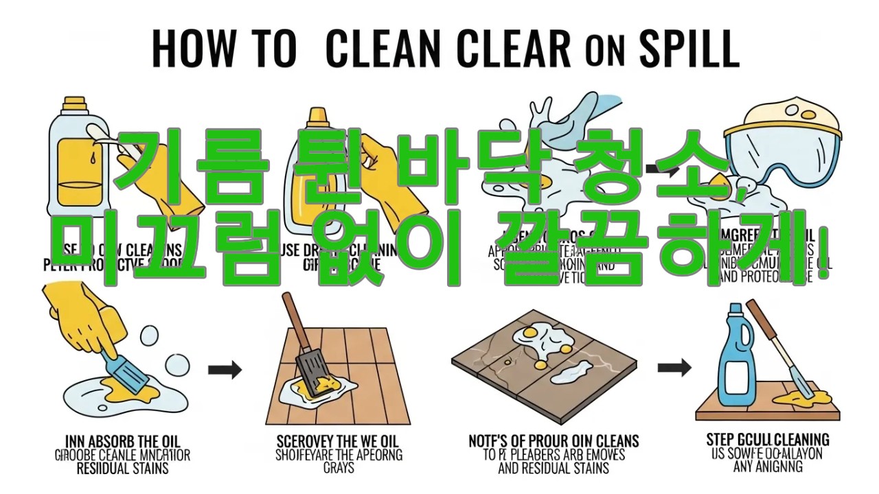 기름 튄 바닥 청소, 미끄럼 없이 깔끔하게!