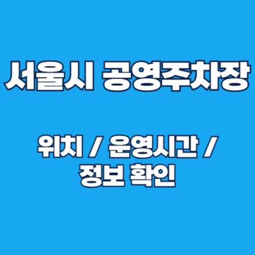 서울시 구별 공영주차장 위치 및 요금, 운영시간, 정보확인 총정리