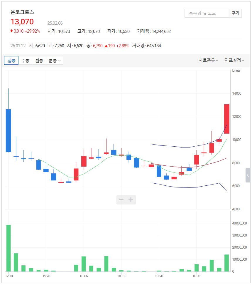 2025-02-06 오늘의상한가_국내증시_상한가테마_챠트_온코크로스