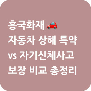 흥국화재 자동차보험 🚗 자동차 상해 특약 vs 자기신체사고 보장 비교 총정리