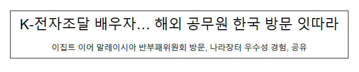  K-전자조달 배우자… 해외 공무원 한국 방문 잇따라