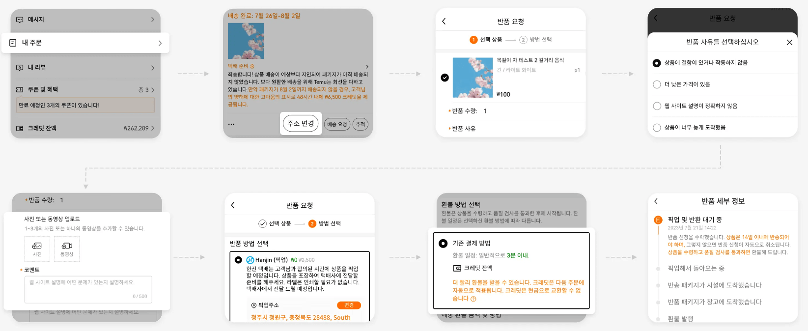 테무 반품 환불 방법 순서