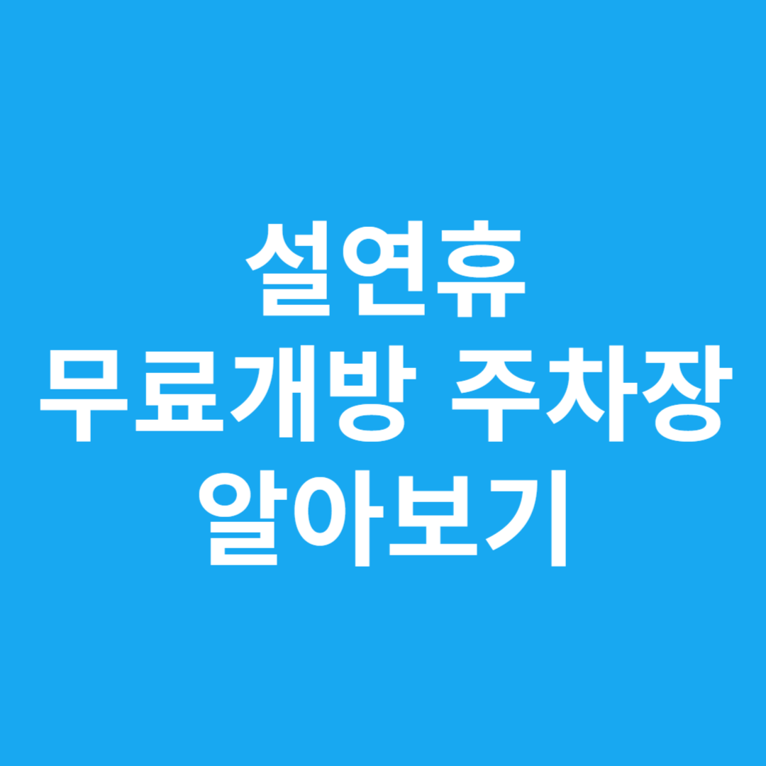 설연휴 무료개방 주차장 알아보기