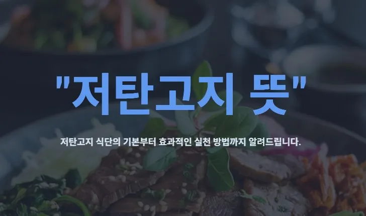 저탄고지 뜻