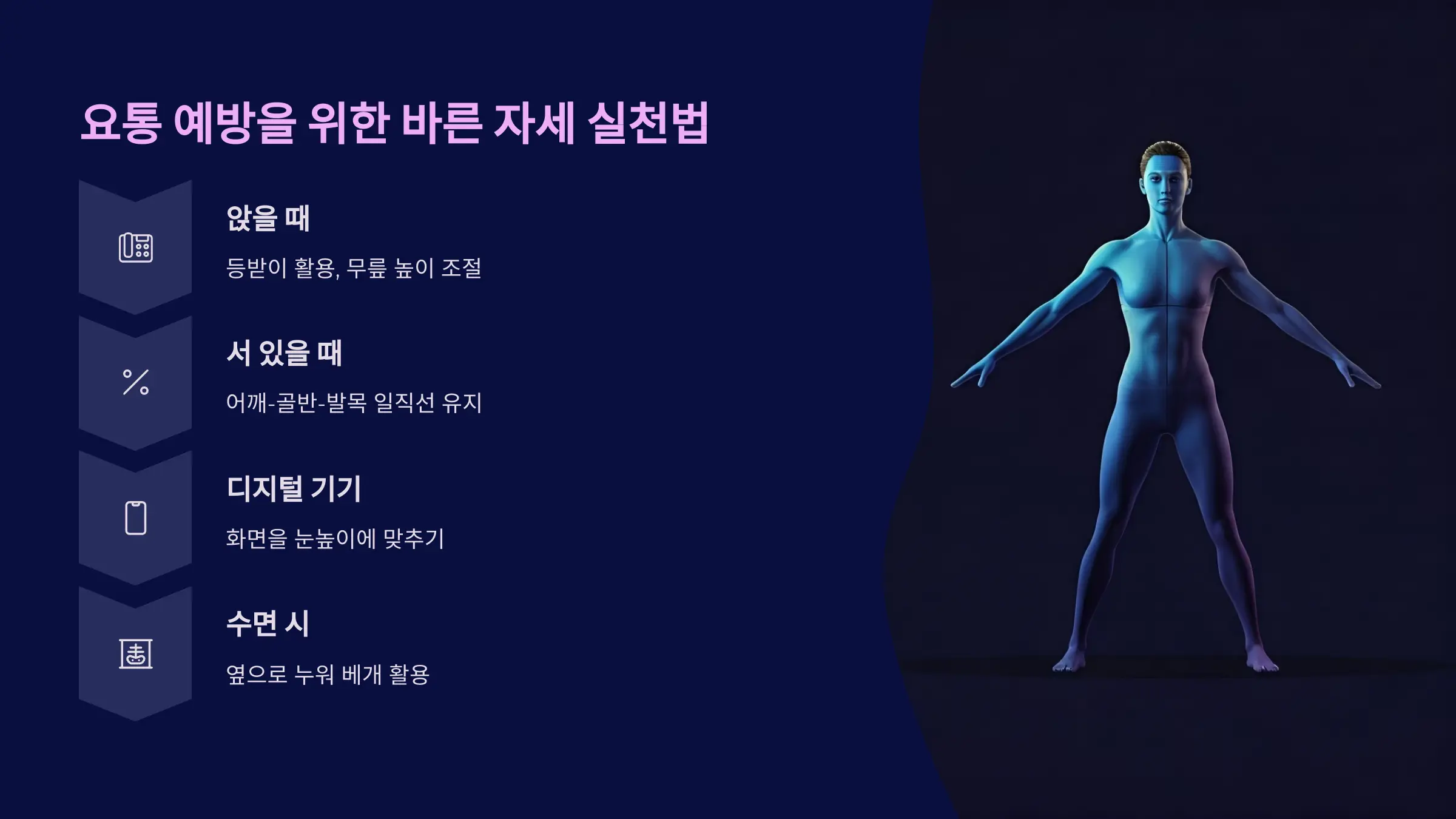 요통 예방을 위한 바른 자세 실천법