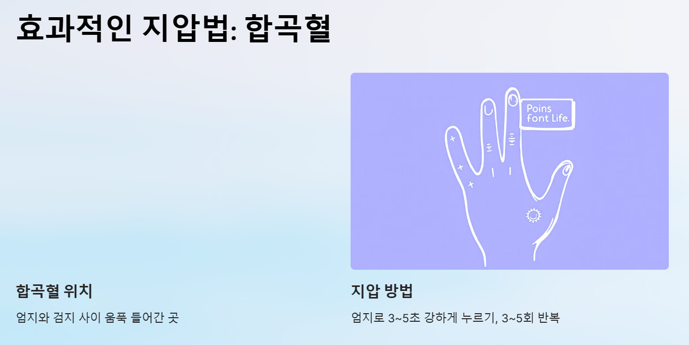 효과적인 지압법-합곡혈-내관혈-족삼리