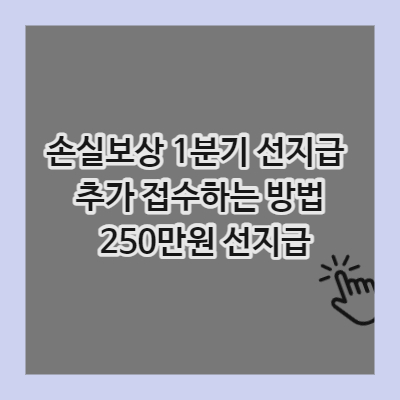  손실보상 1분기 선지급 추가 접수하는 방법 250만원 선지급