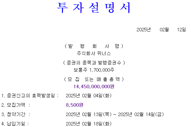 위너스 공모가