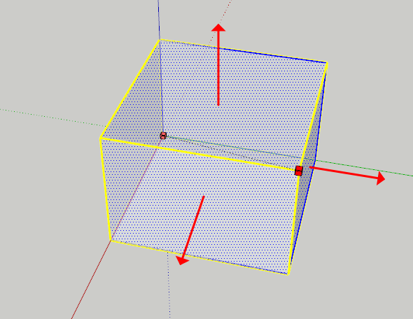 오브젝트의 한 꼭지점 그립을 잡고 움직일때 모습