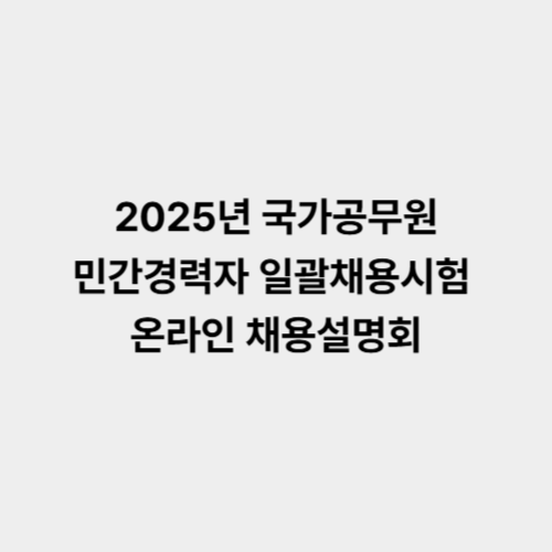 2025년 국가공무원 민간경력자 일괄채용시험 온라인 채용설명회