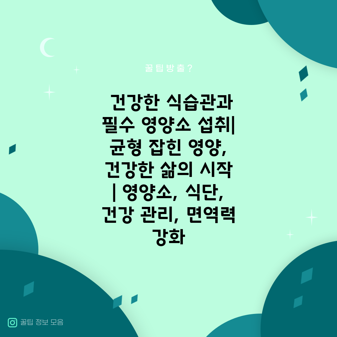  건강한 식습관과 필수 영양소 섭취 균형 잡힌 영양, 