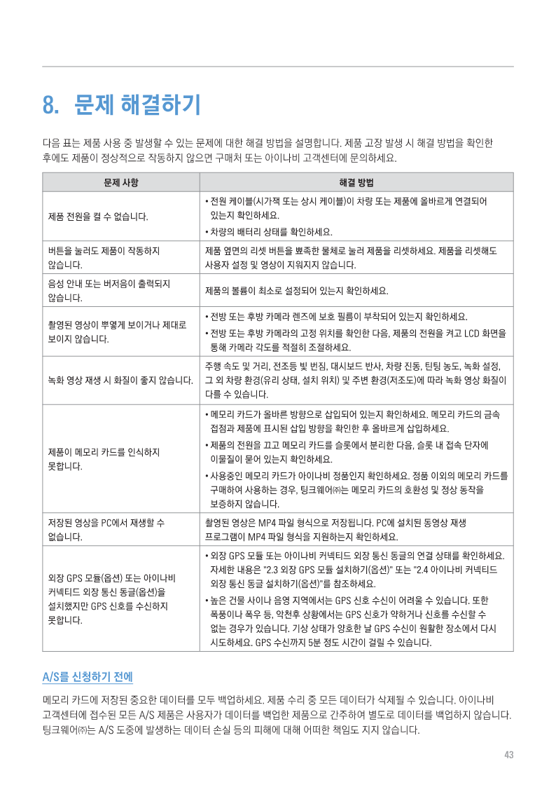 아이나비 QXD1 Plus 제품매뉴얼과 스펙정보