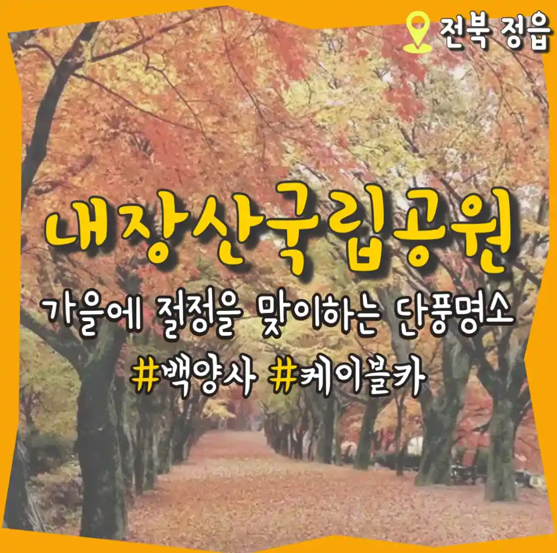  내장산국립공원 가을에 절정을 맞이하는 단풍 명소 백양사 케이블카