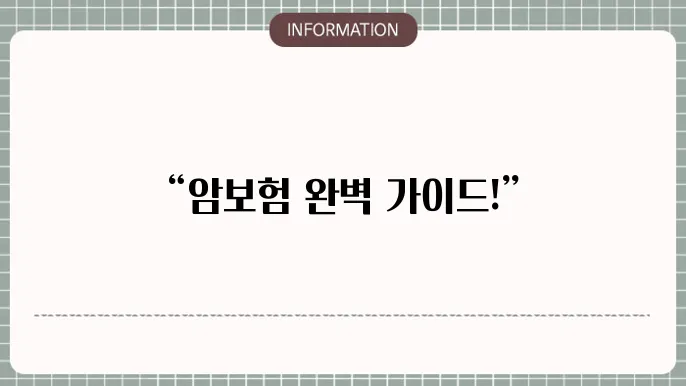 암보험 실비보험 추천 - 실손 보장 포함된 상품 비교