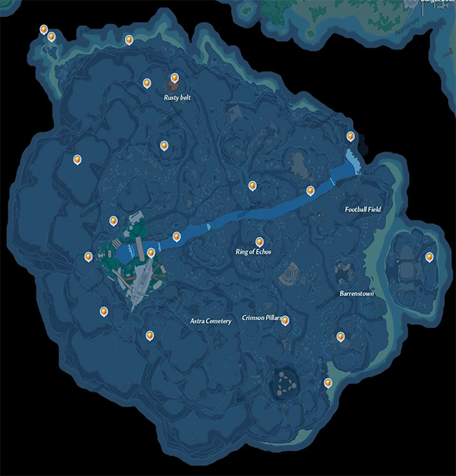 아스타라-지역-골드코어-위치를-지도에-표시한-사진