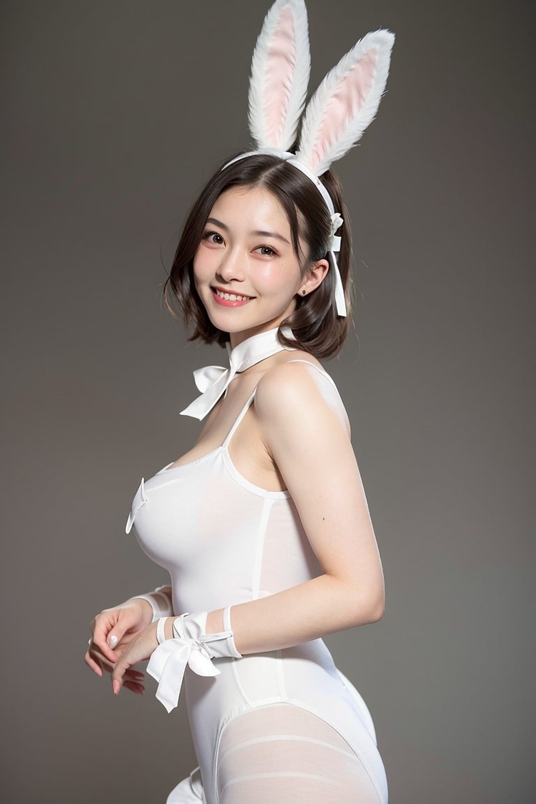  스테이블 디퓨전AI로 만든 화이트 바니걸 여자 피팅모델 그림