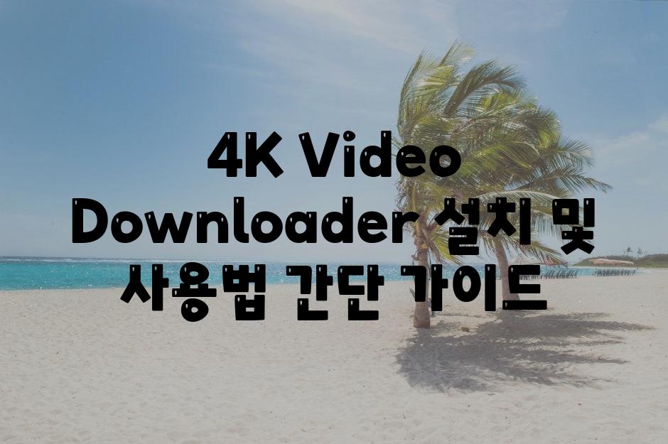 4K Video Downloader 설치 및 사용법 간단 안내